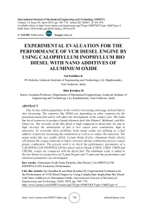 EXPERIMENTAL EVALUATION FOR THE PERFORMANCE OF VCR DIESEL ENGINE BY USING CALOPHYLLUM INOPHYLLUM BIO DIESEL WITH NANO ADDITIVES OF ALUMINIUM OXIDE