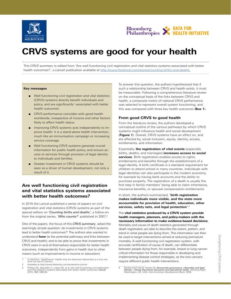 Why CRVS Systems Are Good For Your Health