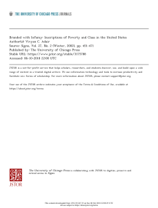 Poverty & Class Inscriptions in the US: A Sociological Analysis