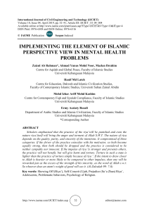 IMPLEMENTING THE ELEMENT OF ISLAMIC PERSPECTIVE VIEW IN MENTAL HEALTH PROBLEMS