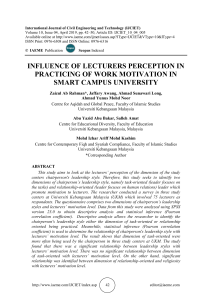 INFLUENCE OF LECTURERS PERCEPTION IN PRACTICING OF WORK MOTIVATION IN SMART CAMPUS UNIVERSITY