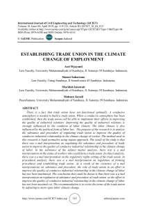 ESTABLISHING TRADE UNION IN THE CLIMATE CHANGE OF EMPLOYMENT