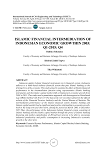 ISLAMIC FINANCIAL INTERMEDIATION OF INDONESIAN ECONOMIC GROWTHIN 2003: Q1-2015: Q4 
