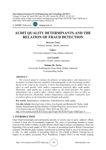 AUDIT QUALITY DETERMINANTS AND THE RELATION OF FRAUD DETECTION 