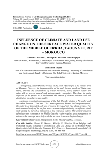 INFLUENCE OF CLIMATE AND LAND USE CHANGE ON THE SURFACE WATER QUALITY OF THE MIDDLE OUERRHA, TAOUNATE, RIF – MOROCCO