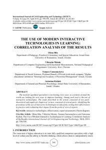 THE USE OF MODERN INTERACTIVE TECHNOLOGIES IN LEARNING: CORRELATION ANALYSIS OF THE RESULTS