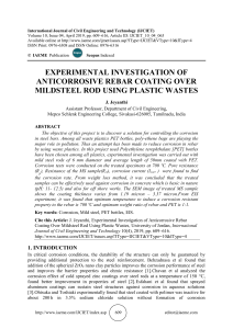 EXPERIMENTAL INVESTIGATION OF ANTICORROSIVE REBAR COATING OVER MILDSTEEL ROD USING PLASTIC WASTES