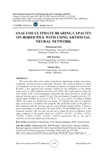 ANALYSIS ULTIMATE BEARING CAPACITY ON BORED PILE WITH USING ARTIFICIAL NEURAL NETWORK