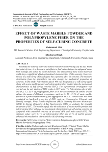 EFFECT OF WASTE MARBLE POWDER AND POLYPROPYLENE FIBER ON THE PROPERTIES OF SELF-CURING CONCRETE 