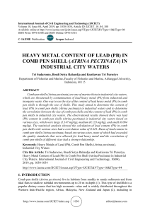 HEAVY METAL CONTENT OF LEAD (PB) IN COMB PEN SHELL (ATRINA PECTINATA) IN INDUSTRIAL CITY WATERS