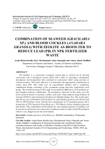 COMBINATION OF SEAWEED (GRACILARIA SP.) AND BLOOD COCKLES (ANADARA GRANOSA) WITH ZEOLITE AS BIOFILTER TO REDUCE LEAD (PB) IN NPK FERTILIZER WASTE