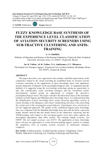 FUZZY KNOWLEDGE BASE SYNTHESIS OF THE EXPERIENCE LEVEL CLASSIFICATION OF AVIATION SECURITY SCREENERS USING SUB-TRACTIVE CLUSTERING AND ANFIS-TRAINING