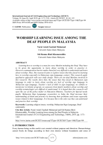 WORSHIP LEARNING ISSUE AMONG THE DEAF PEOPLE IN MALAYSIA