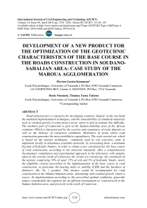 DEVELOPMENT OF A NEW PRODUCT FOR THE OPTIMIZATION OF THE GEOTECHNIC CHARACTERISTICS OF THE BASE COURSE IN THE ROADS CONSTRUCTION IN SOUDANO-SAHALIAN AREA: CASE STUDY OF THE MAROUA AGGLOMERATION