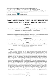 COMPARISON OF CELLULAR LIGHTWEIGHT CONCRETE WITH ADDITION OF PALM OIL MIDRIBS