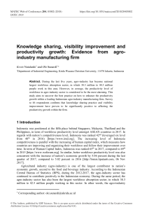 Knowledge sharing, visibility improvement and productivity growth: evidence from agro-industry manufacturing firm