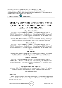 QUALITY CONTROL OF SURFACE WATER QUALITY: A CASE STUDY OF THE LAKE ALEG IN MAURITANIA