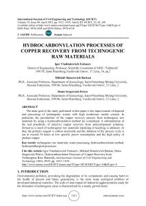 HYDROCARBONYLATION PROCESSES OF COPPER RECOVERY FROM TECHNOGENIC RAW MATERIALS
