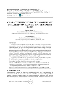 CHARACTERISITC STUDY OF NANOSILICA IN DURABILITY ON VARYING WATER-CEMENT RATIO