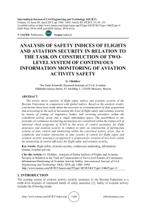 ANALYSIS OF SAFETY INDICES OF FLIGHTS AND AVIATION SECURITY IN RELATION TO THE TASK ON CONSTRUCTION OF TWO-LEVEL SYSTEM OF CONTINUOUS INFORMATION MONITORING OF AVIATION ACTIVITY SAFETY