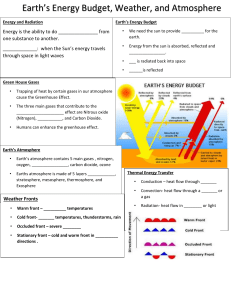 EARTHS ENERGY BUDGET NOTES