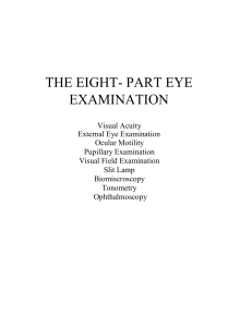 Hand out of 8 part eye exam