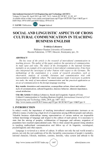 SOCIAL AND LINGUISTIC ASPECTS OF CROSS CULTURAL COMMUNICATION IN TEACHING BUSINESS ENGLISH