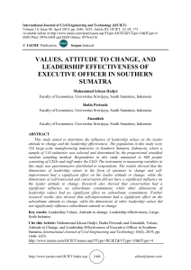 VALUES, ATTITUDE TO CHANGE, AND LEADERSHIP EFFECTIVENESS OF EXECUTIVE OFFICER IN SOUTHERN SUMATRA