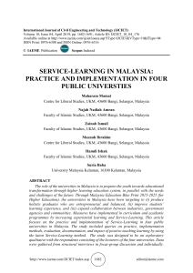 SERVICE-LEARNING IN MALAYSIA: PRACTICE AND IMPLEMENTATION IN FOUR PUBLIC UNIVERSTIES