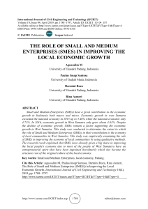 THE ROLE OF SMALL AND MEDIUM ENTERPRISES (SMES) IN IMPROVING THE LOCAL ECONOMIC GROWTH