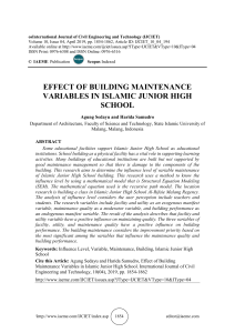 EFFECT OF BUILDING MAINTENANCE VARIABLES IN ISLAMIC JUNIOR HIGH SCHOOL