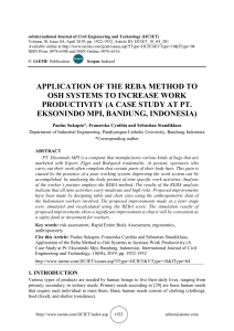 APPLICATION OF THE REBA METHOD TO OSH SYSTEMS TO INCREASE WORK PRODUCTIVITY (A CASE STUDY AT PT. EKSONINDO MPI, BANDUNG, INDONESIA) 