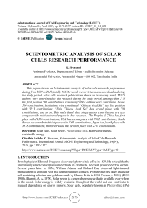SCIENTOMETRIC ANALYSIS OF SOLAR CELLS RESEARCH PERFORMANCE 