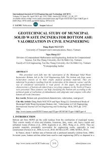 GEOTECHNICAL STUDY OF MUNICIPAL SOLID WASTE INCINERATOR BOTTOM ASH: VALORIZATION IN CIVIL ENGINEERING