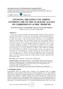 STUDYING THE EFFECT OF ADDING ANTIMONY (SB) TO THE LEAD BASE ALLOYS ON CORROSION IN ACIDIC MEDIUMS