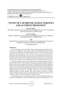 STUDY OF CAB DRIVER CHARACTERISTICS AND ACCIDENT PRONENESS