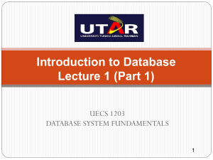 Lecture 1 - Introduction to Database
