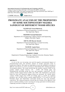 PROXIMATE ANALYSIS OF THE PROPERTIES OF SOME SOUTHWESTERN NIGERIA SAWDUST OF DIFFERENT WOOD SPECIES