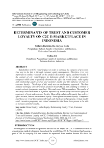 DETERMINANTS OF TRUST AND CUSTOMER LOYALTY ON C2C E-MARKETPLACE IN INDONESIA 