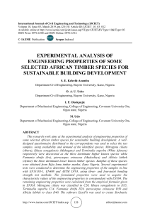 EXPERIMENTAL ANALYSIS OF ENGINEERING PROPERTIES OF SOME SELECTED AFRICAN TIMBER SPECIES FOR SUSTAINABLE BUILDING DEVELOPMENT 