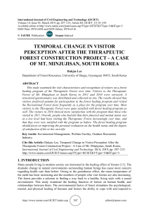 TEMPORAL CHANGE IN VISITOR PERCEPTION AFTER THE THERAPEUTIC FOREST CONSTRUCTION PROJECT - A CASE OF MT. MINJUJISAN, SOUTH KOREA 