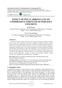 EFFECT OF POLYCARBOXYLATE ON COMPRESSIVE STRENGTH OF PERVIOUS CONCRETE