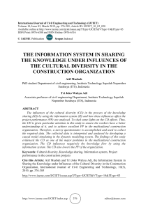 THE INFORMATION SYSTEM IN SHARING THE KNOWLEDGE UNDER INFLUENCES OF THE CULTURAL DIVERSITY IN THE CONSTRUCTION ORGANIZATION
