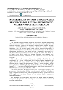 VULNERABILITY OF SAISS GROUNDWATER RESOURCES FOR RENEWABLE DRINKING WATER PRODUCTION MOROCCO