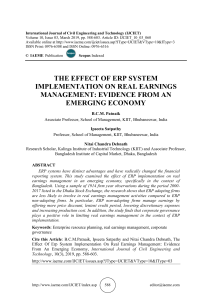 THE EFFECT OF ERP SYSTEM IMPLEMENTATION ON REAL EARNINGS MANAGEMENT: EVIDENCE FROM AN EMERGING ECONOMY