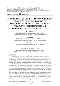 PROTECTION OF CIVIL AVIATION AIRCRAFT INVOLVED IN THE CARRIAGE OF DANGEROUS GOODS AGAINST ACTS OF UNLAWFUL INTERFERENCE AND EMERGENCY SITUATION PREVENTION