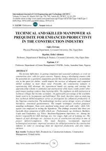 TECHNICAL AND SKILLED MANPOWER AS PREQUISITE FOR ENHANCED PRODUCTIVIY IN THE CONSTRUCTION INDUSTRY 