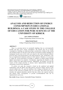 ANALYSIS AND REDUCTION OF ENERGY CONSUMPTION IN EDUCATIONAL BUILDINGS: A CASE STUDY IN THE COLLEGE OF EDUCATION FOR PURE SCIENCES AT THE UNIVERSITY OF KIRKUK