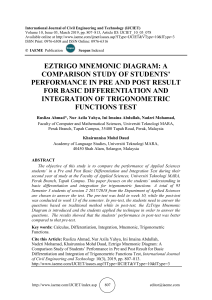 EZTRIGO MNEMONIC DIAGRAM: A COMPARISON STUDY OF STUDENTS’ PERFORMANCE IN PRE AND POST RESULT FOR BASIC DIFFERENTIATION AND INTEGRATION OF TRIGONOMETRIC FUNCTIONS TEST