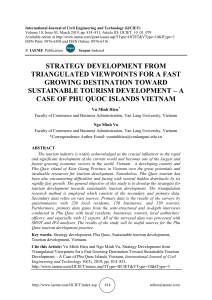 STRATEGY DEVELOPMENT FROM TRIANGULATED VIEWPOINTS FOR A FAST GROWING DESTINATION TOWARD SUSTAINABLE TOURISM DEVELOPMENT – A CASE OF PHU QUOC ISLANDS VIETNAM